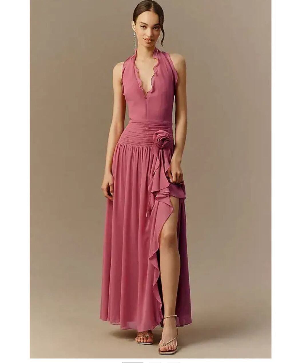 BHDLN Plunge Halter-Neck Chiffon Maxi Dress Size 12